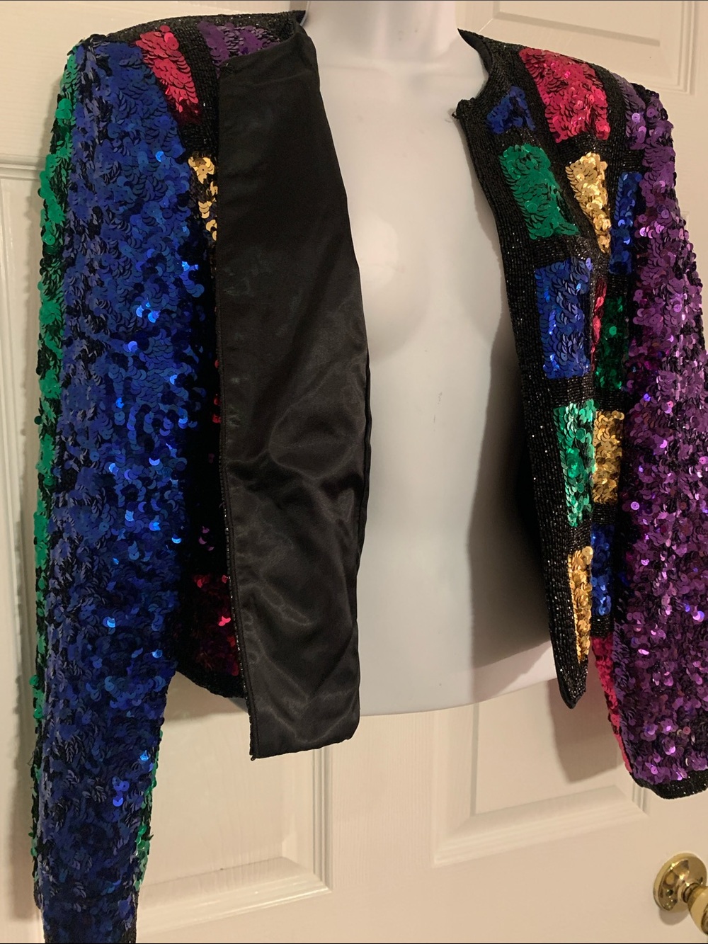 Vintage Nolan Miller Dynasty Collection Checkerboard Sequin Statement Jacket - Picture 5 of 10